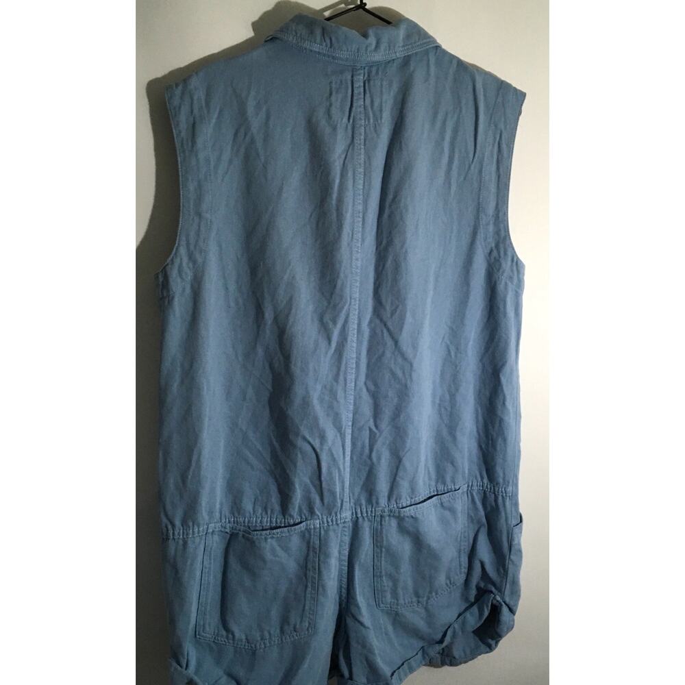 Pilcro Women's Size Medium Blue Sleeveless Collared One Piece Shorts Romper - Picture 4 of 5